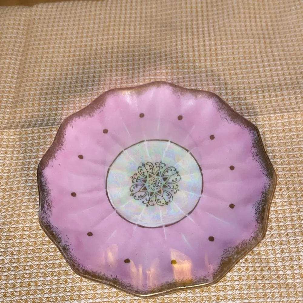 Vintage Royal Sealy China Japan Teacup Saucer Pink with Quails Gold Trim